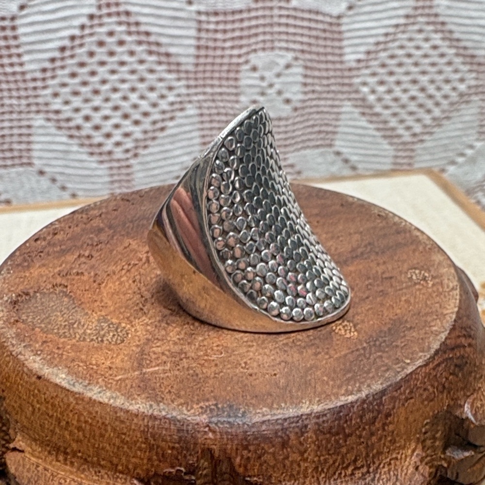 Vintage Sterling Silver Hammered Dome Ring